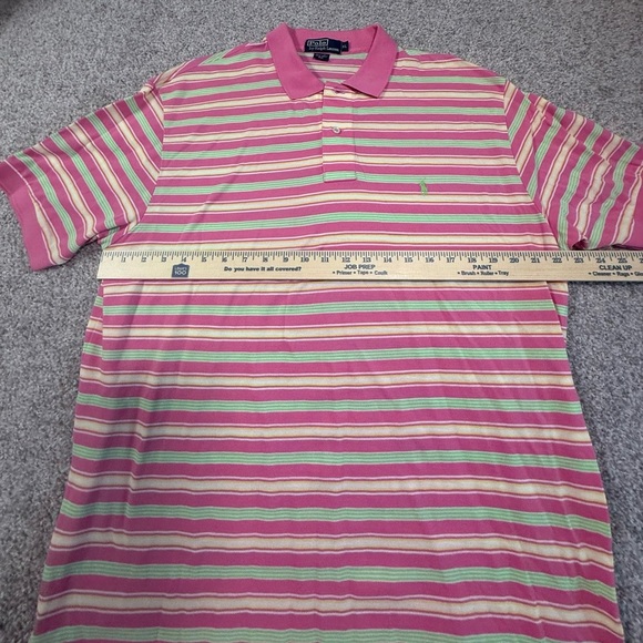 Men’s Polo Ralph Lauren Bright Pink Striped Short Sleeve Polo Shirt – Size XL - Picture 4 of 6